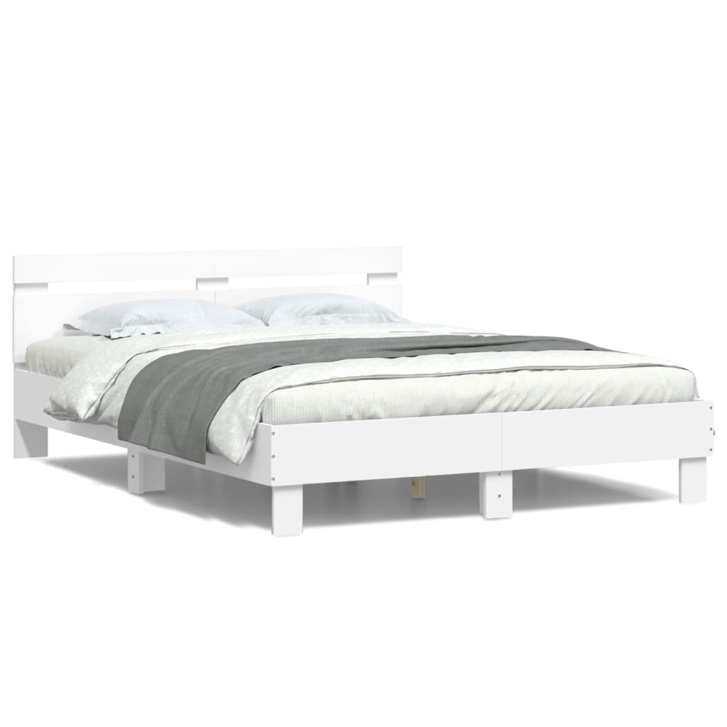 Giroletto con Testiera e LED Bianco 140x200 cm | homemem39