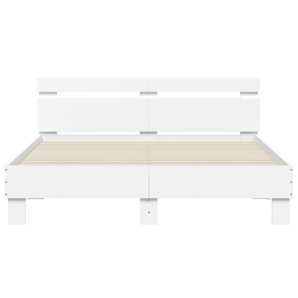 Giroletto con Testiera e LED Bianco 140x200 cm | homemem39