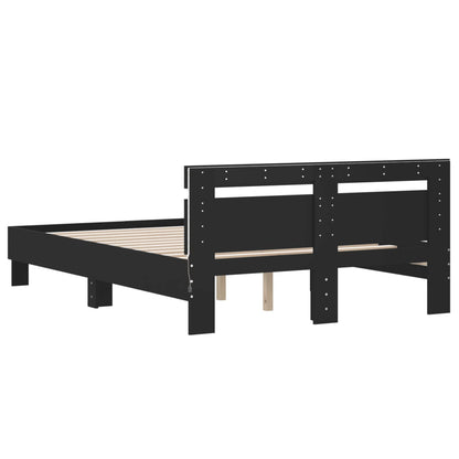 Giroletto con Testiera e LED Nero 120x200 cm | homemem39
