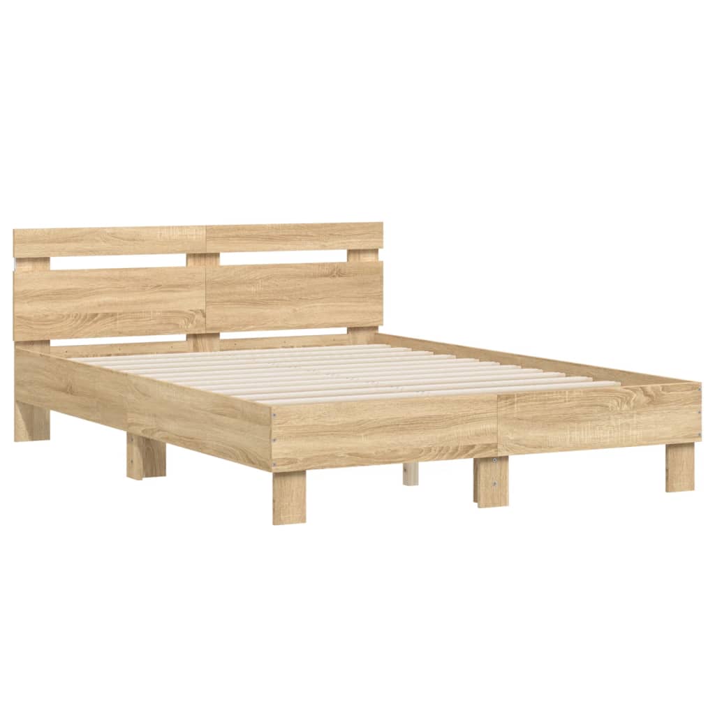 Giroletto con Testiera e LED Rovere Sonoma 120x200 cm | homemem39
