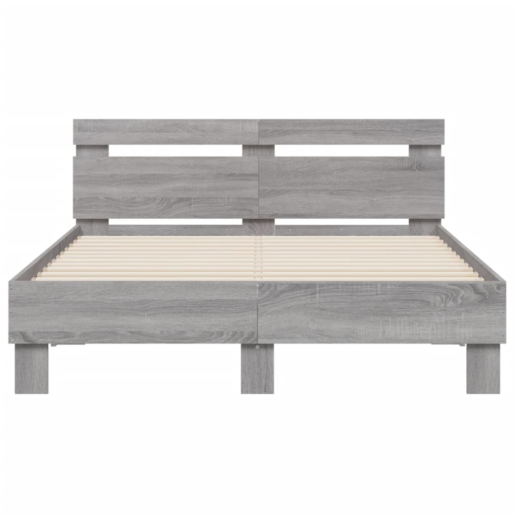 Giroletto con Testiera e LED Grigio Sonoma 120x200 cm | homemem39