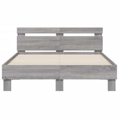 Giroletto con Testiera e LED Grigio Sonoma 120x200 cm | homemem39