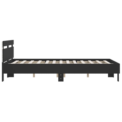 Giroletto con Testiera e LED Nero 140x190 cm