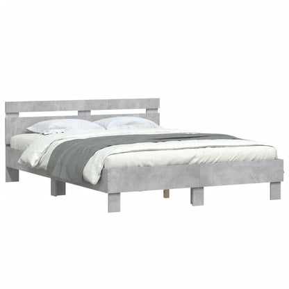 Giroletto con Testiera e LED Grigio Cemento 140x190 cm | homemem39