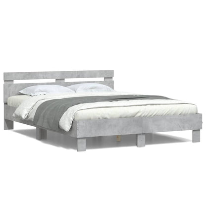 Giroletto con Testiera e LED Grigio Cemento 140x190 cm | homemem39