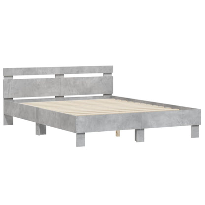 Giroletto con Testiera e LED Grigio Cemento 140x190 cm | homemem39