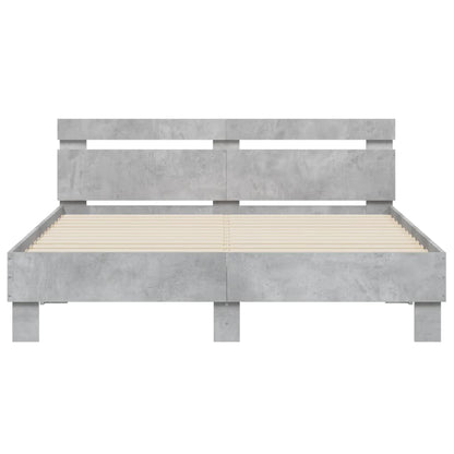 Giroletto con Testiera e LED Grigio Cemento 140x190 cm | homemem39