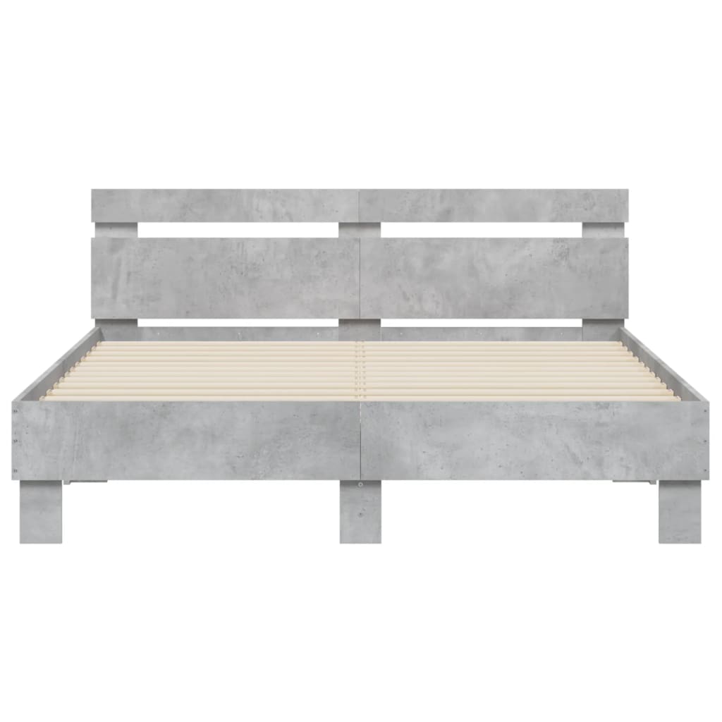 Giroletto con Testiera e LED Grigio Cemento 140x190 cm