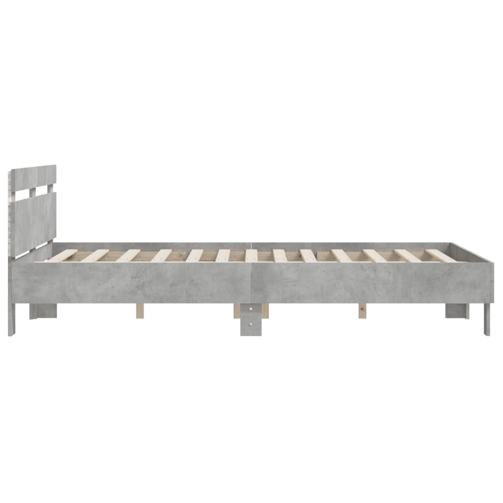 Giroletto con Testiera e LED Grigio Cemento 140x190 cm