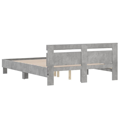 Giroletto con Testiera e LED Grigio Cemento 140x190 cm