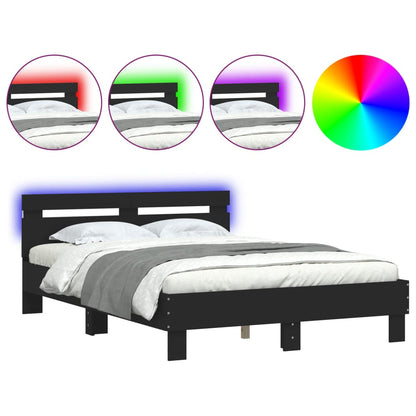 Bed frame with headboard and black LED 135x190 cm