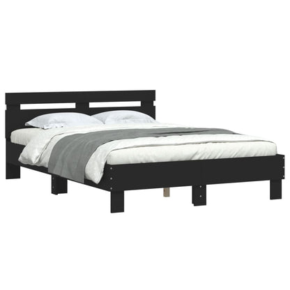 Bed frame with headboard and black LED 135x190 cm