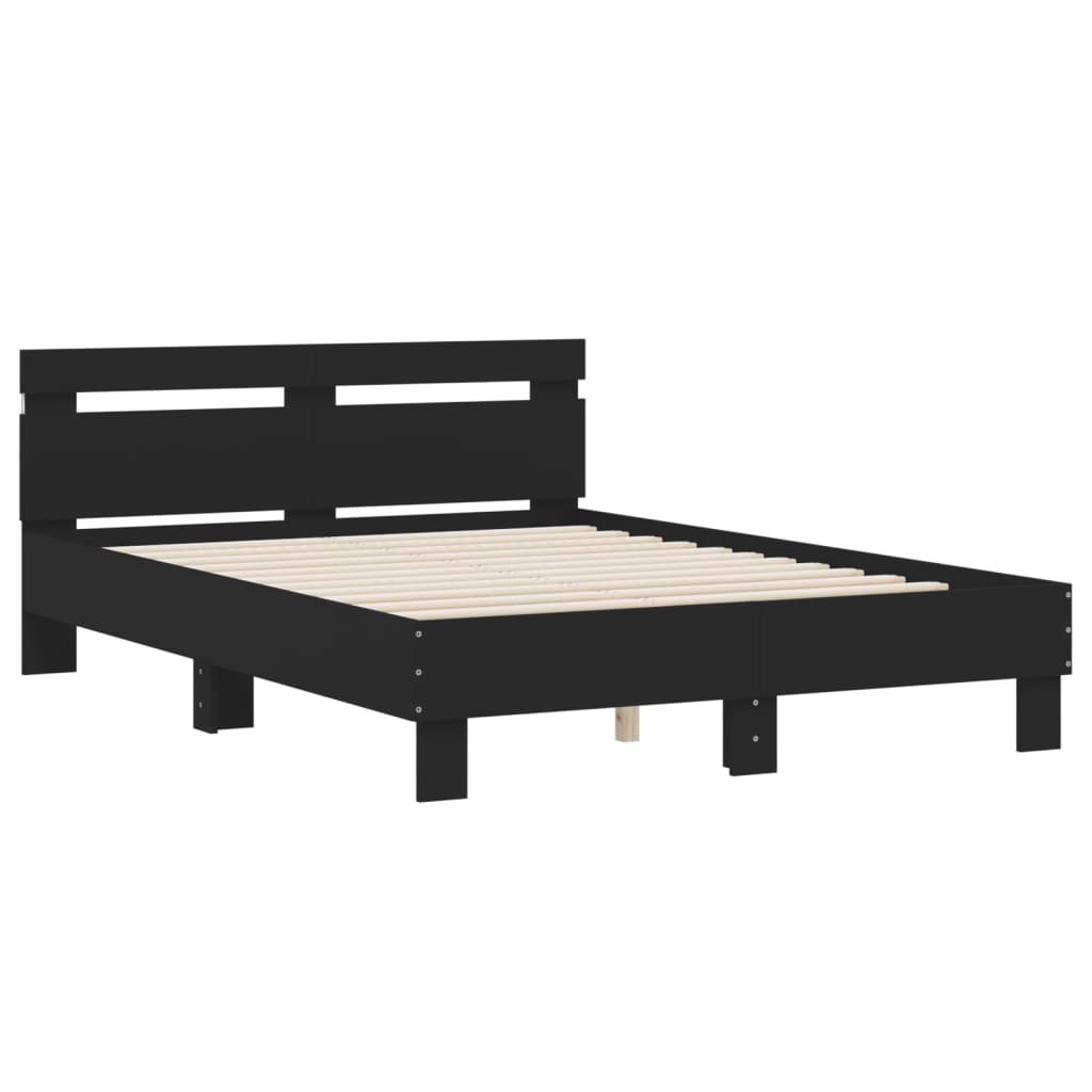 Bed frame with headboard and black LED 135x190 cm