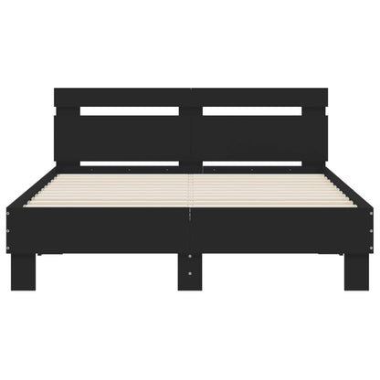 Bed frame with headboard and black LED 135x190 cm