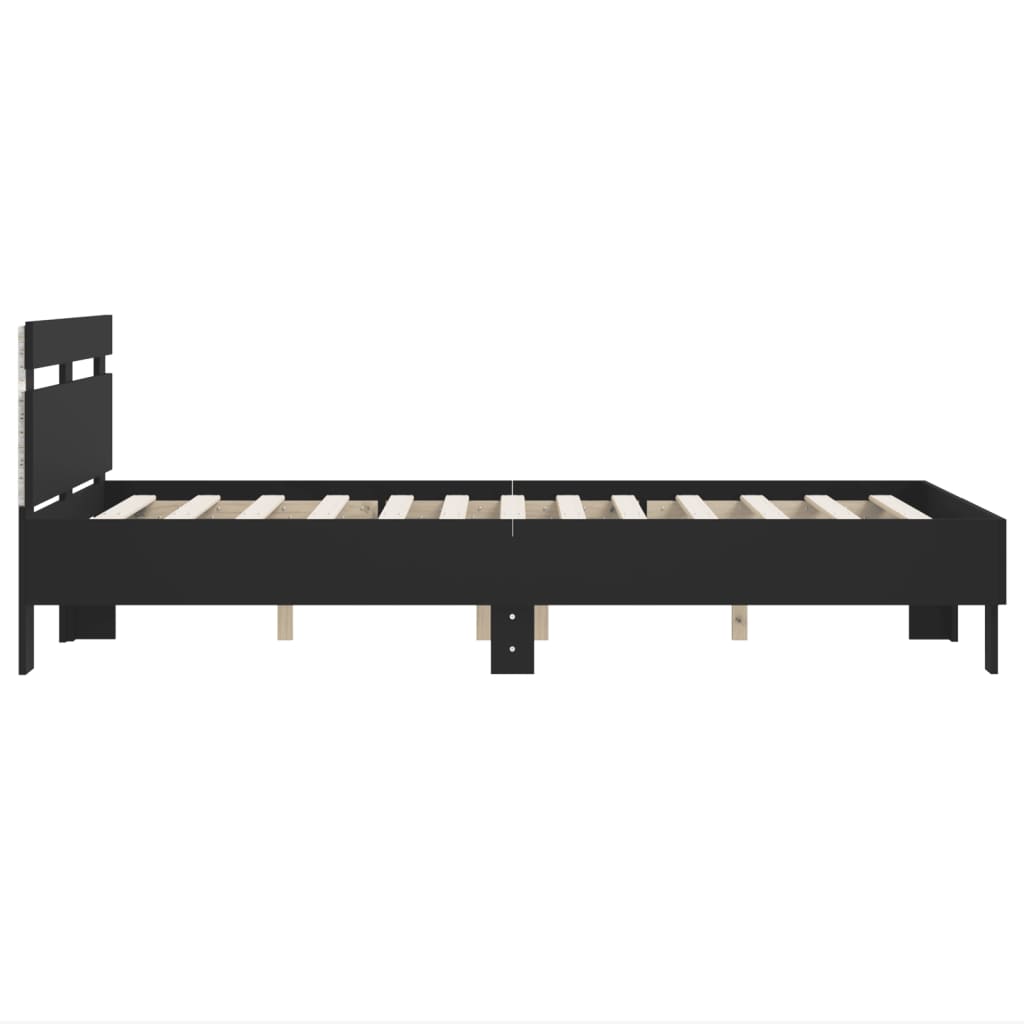 Bed frame with headboard and black LED 135x190 cm