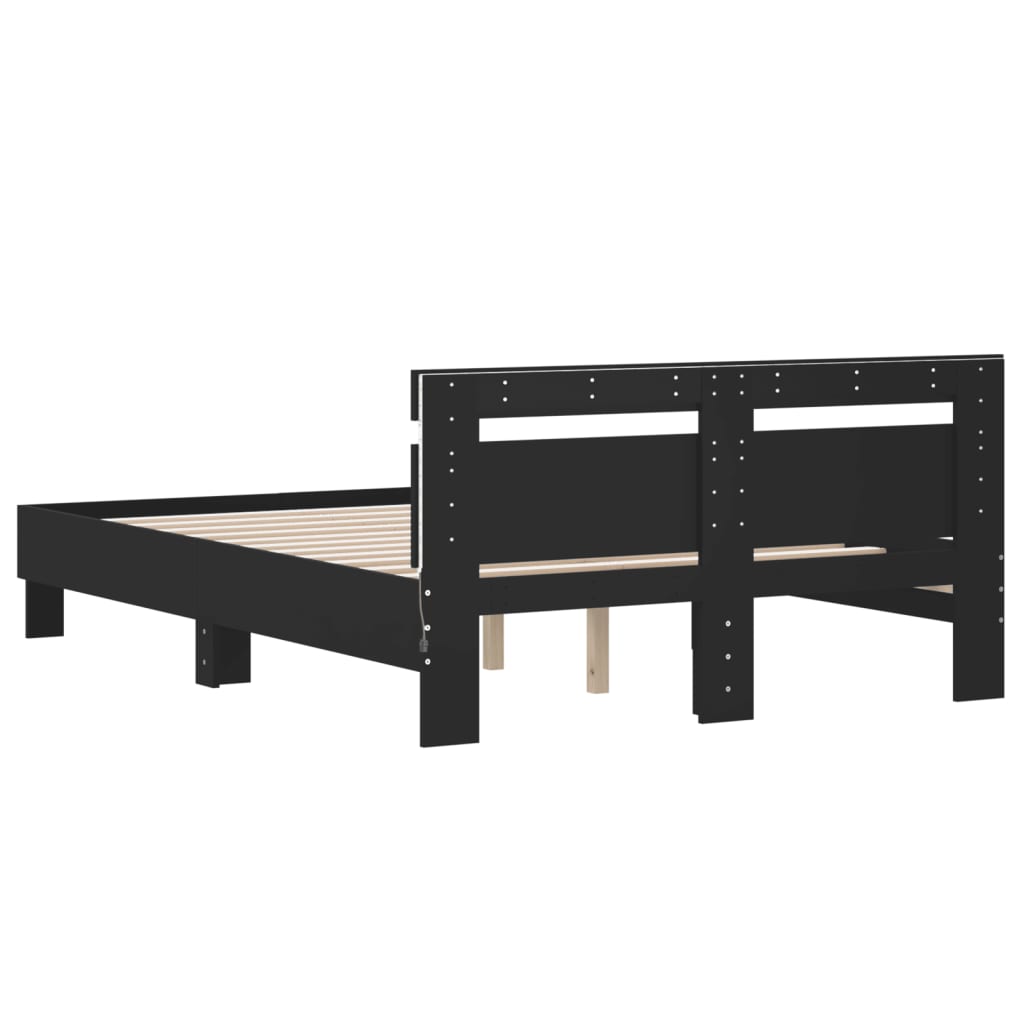 Bed frame with headboard and black LED 135x190 cm