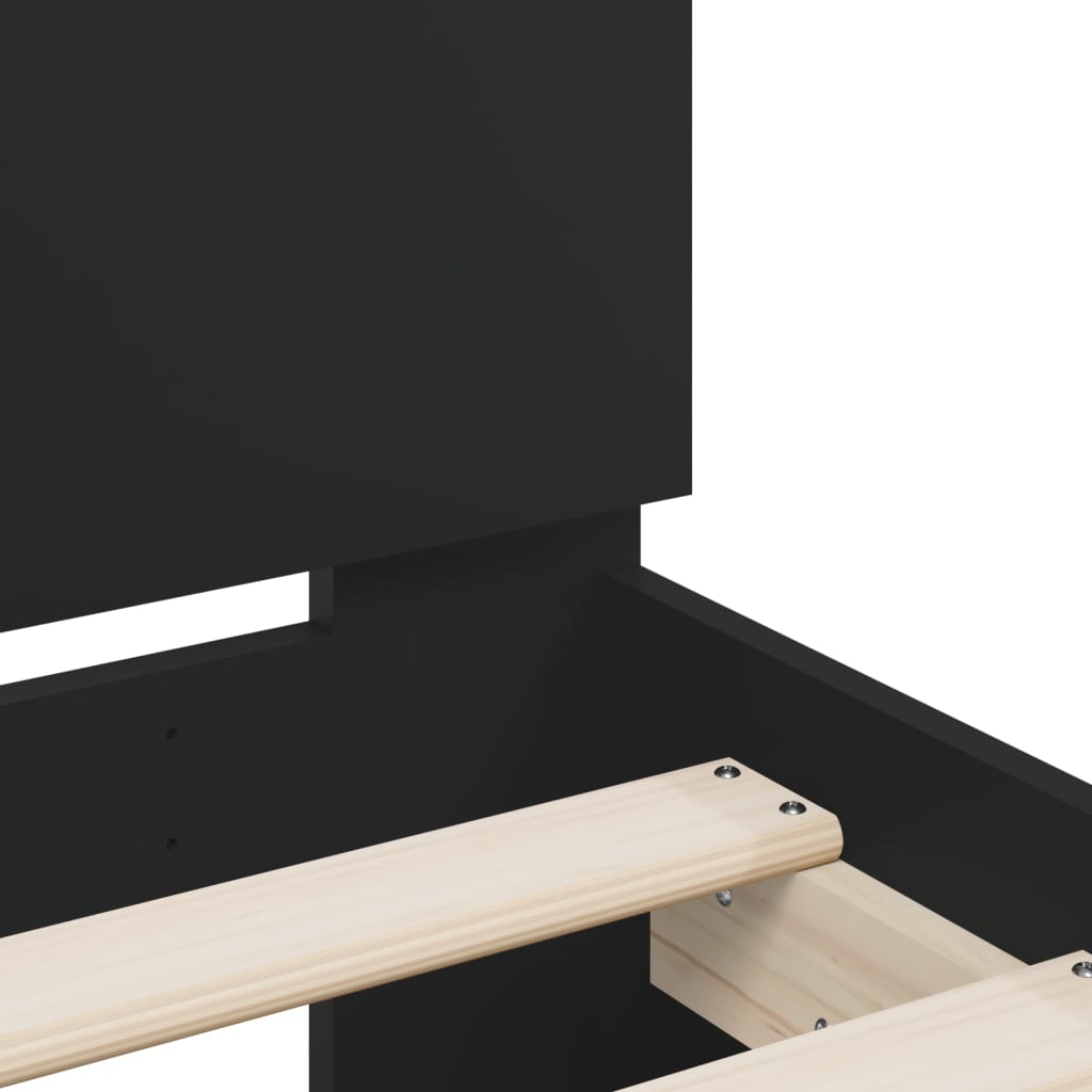 Bed frame with headboard and black LED 135x190 cm