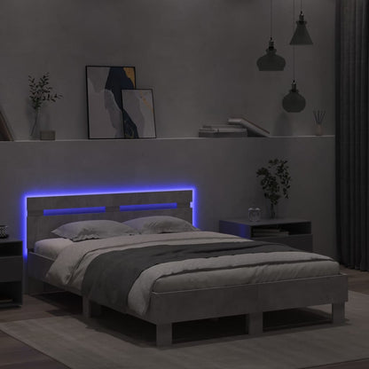 Giroletto con Testiera e LED Grigio Cemento 135x190 cm