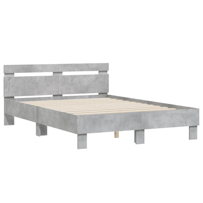 Giroletto con Testiera e LED Grigio Cemento 120x190 cm | homemem39