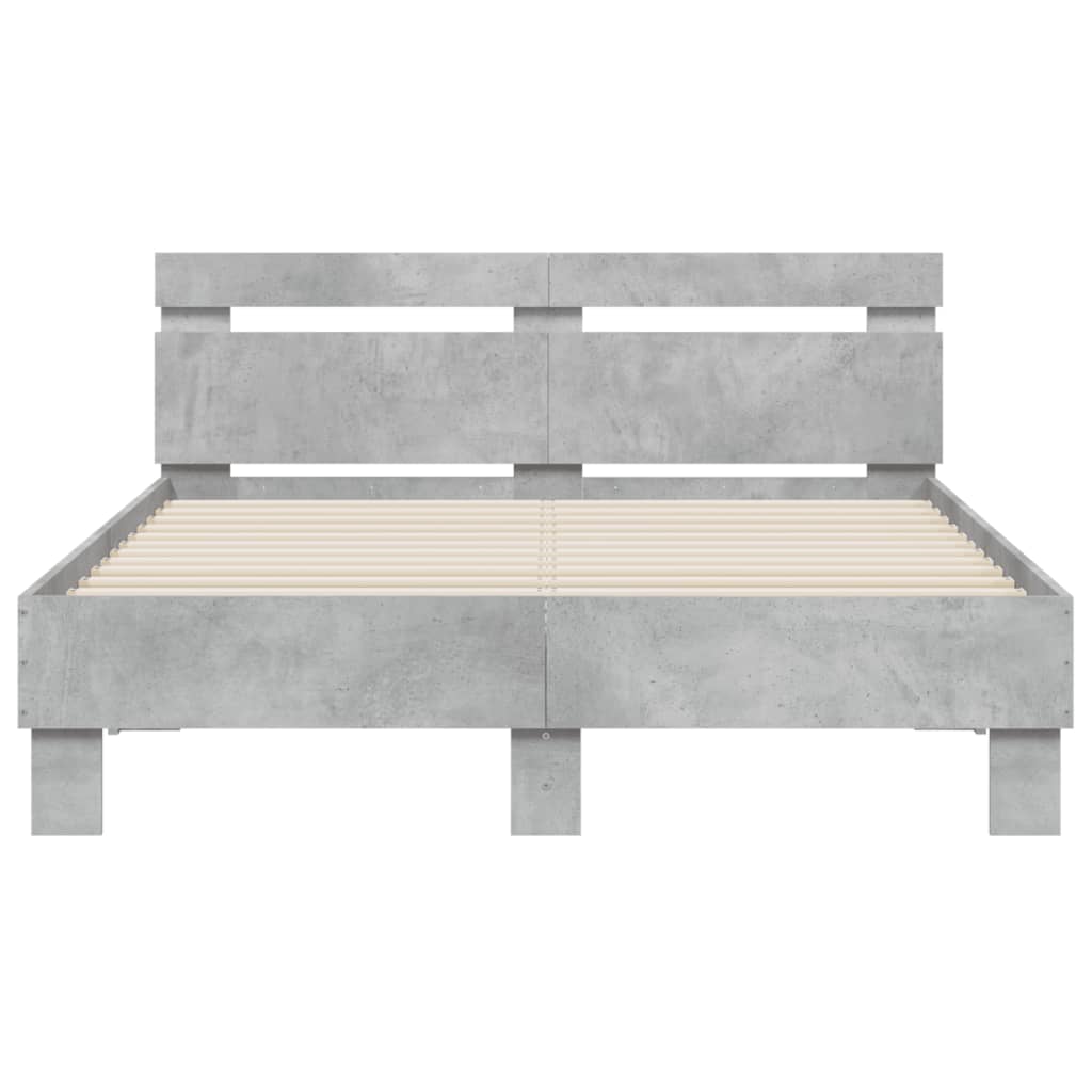 Giroletto con Testiera e LED Grigio Cemento 120x190 cm | homemem39