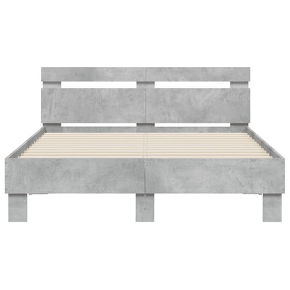 Giroletto con Testiera e LED Grigio Cemento 120x190 cm | homemem39