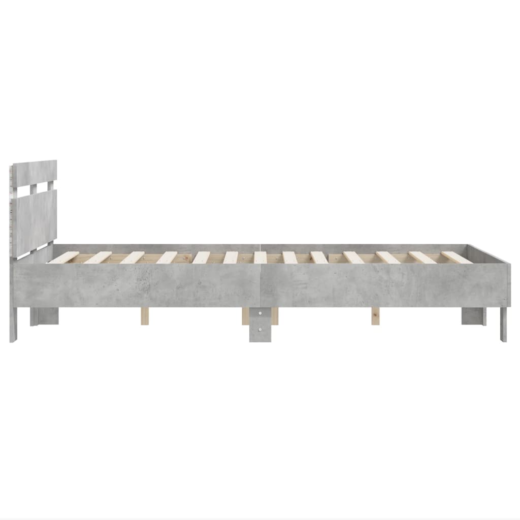 Giroletto con Testiera e LED Grigio Cemento 120x190 cm | homemem39