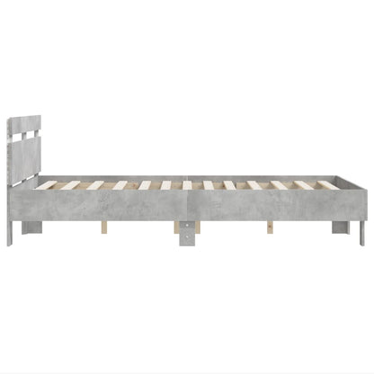Giroletto con Testiera e LED Grigio Cemento 120x190 cm | homemem39