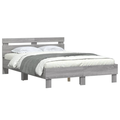 Bed frame with headboard and LED Sonoma Gray 120x190 cm