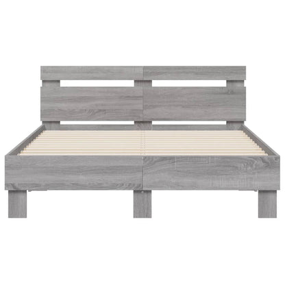 Bed frame with headboard and LED Sonoma Gray 120x190 cm