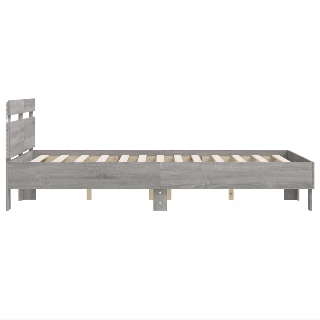 Bed frame with headboard and LED Sonoma Gray 120x190 cm