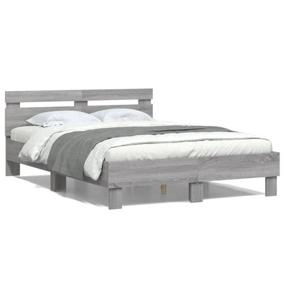 Bed frame with headboard and LED Sonoma Gray 120x190 cm