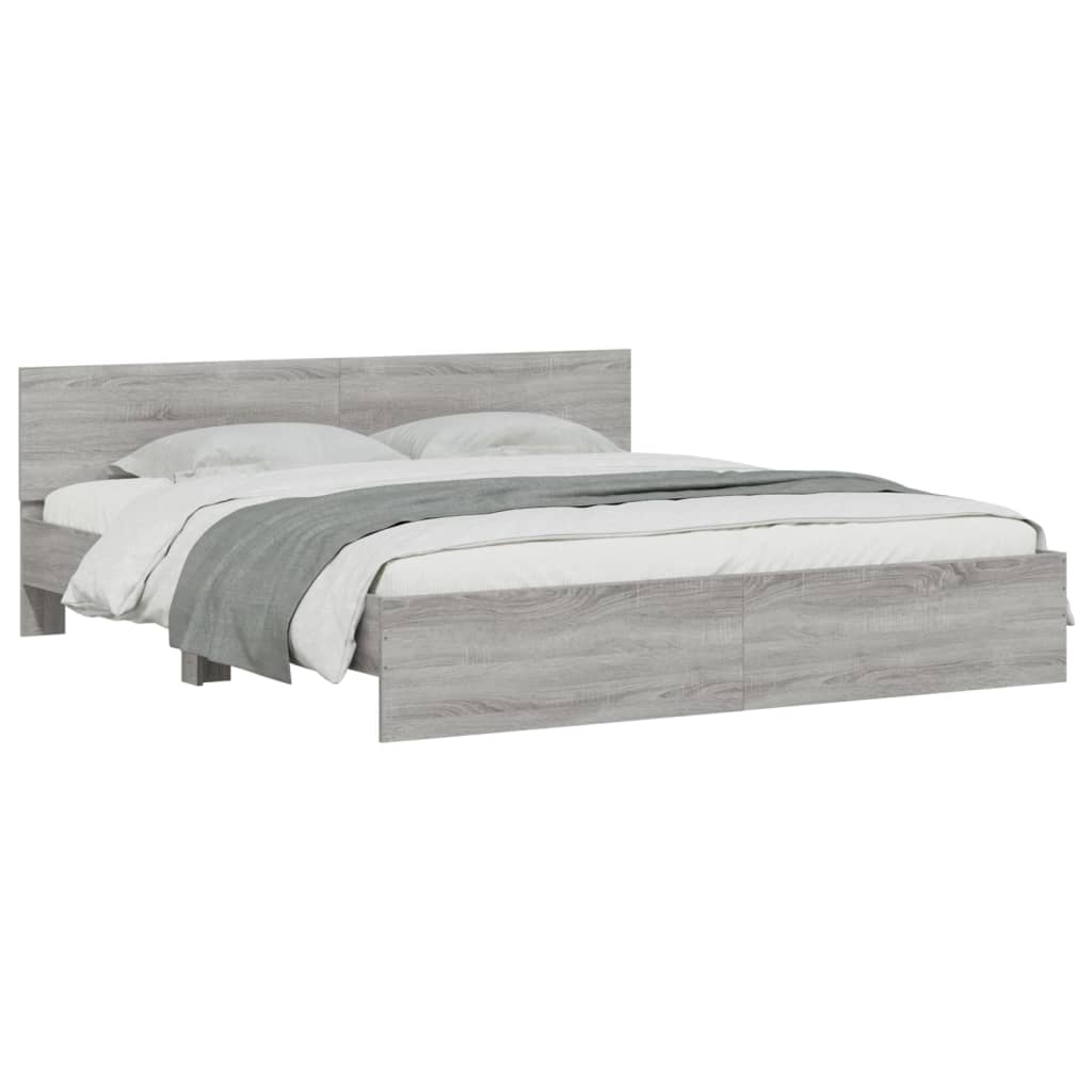 Giroletto con Testiera e LED Grigio Sonoma 200x200 cm | homemem39