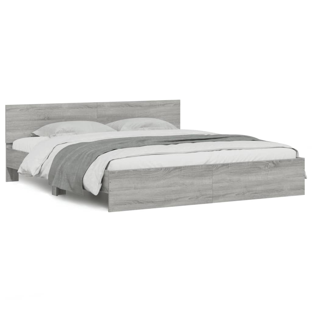 Giroletto con Testiera e LED Grigio Sonoma 200x200 cm | homemem39