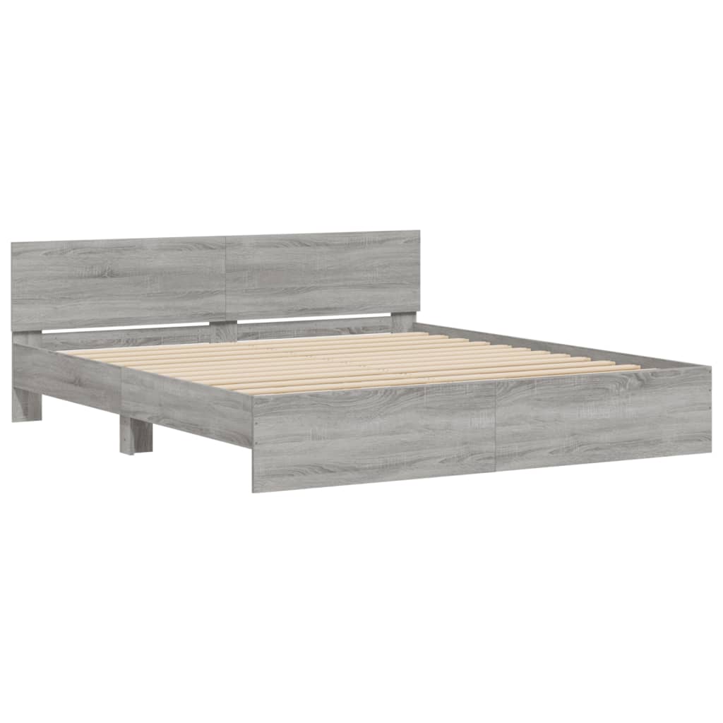 Giroletto con Testiera e LED Grigio Sonoma 200x200 cm | homemem39