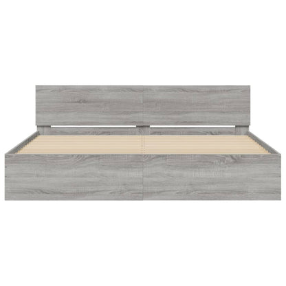 Giroletto con Testiera e LED Grigio Sonoma 200x200 cm | homemem39