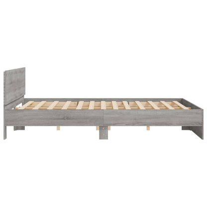 Giroletto con Testiera e LED Grigio Sonoma 200x200 cm | homemem39