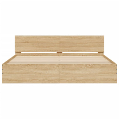 Giroletto con Testiera e LED Rovere Sonoma 180x200 cm | homemem39
