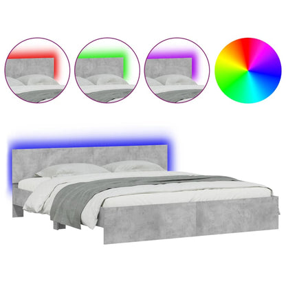 Giroletto con Testiera e LED Grigio Cemento 180x200 cm | homemem39
