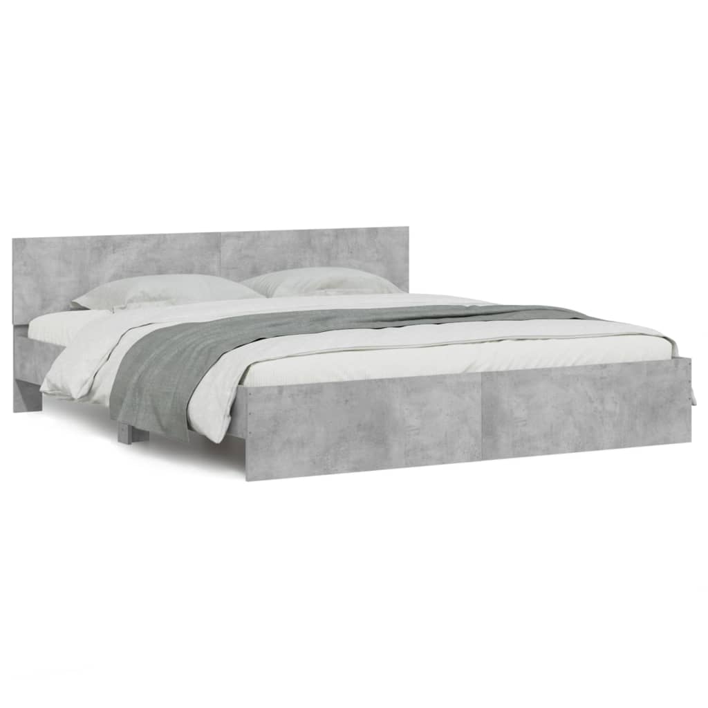 Giroletto con Testiera e LED Grigio Cemento 180x200 cm | homemem39