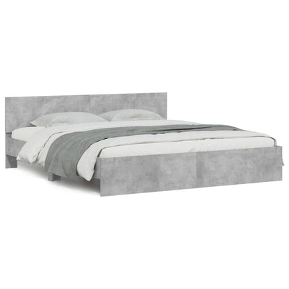 Giroletto con Testiera e LED Grigio Cemento 180x200 cm | homemem39