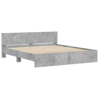 Giroletto con Testiera e LED Grigio Cemento 180x200 cm