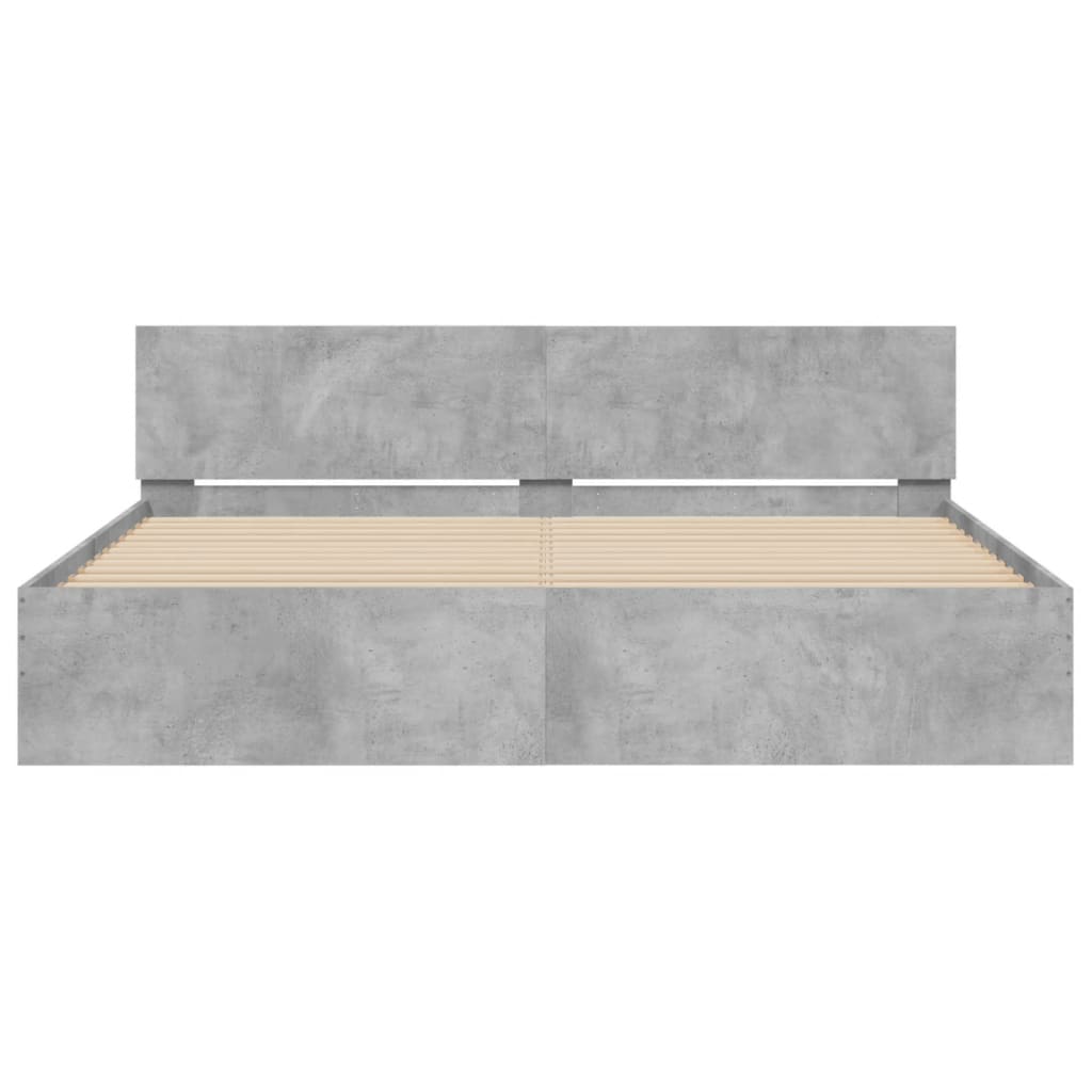 Giroletto con Testiera e LED Grigio Cemento 180x200 cm | homemem39