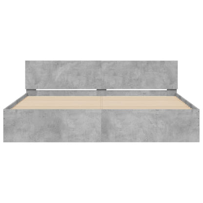 Giroletto con Testiera e LED Grigio Cemento 180x200 cm