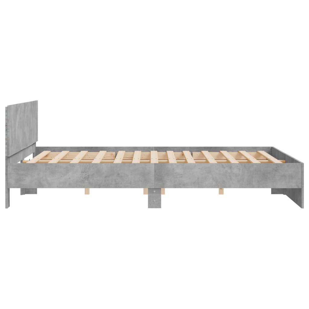 Giroletto con Testiera e LED Grigio Cemento 180x200 cm | homemem39