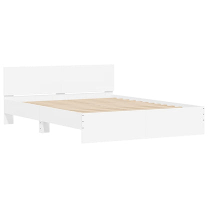 Bed frame with headboard and white LED 160x200 cm