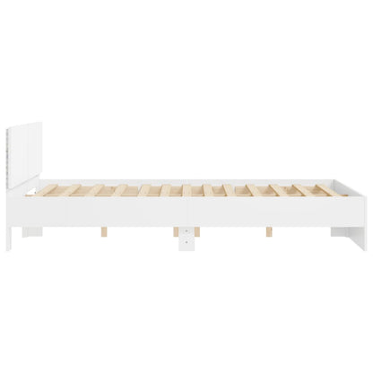 Bed frame with headboard and white LED 160x200 cm