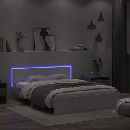 Bed frame with headboard and white LED 160x200 cm