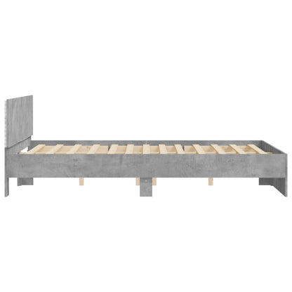 Cement Gray Bed Frame with Headboard and LED 160x200 cm