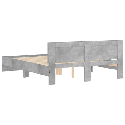 Cement Gray Bed Frame with Headboard and LED 160x200 cm