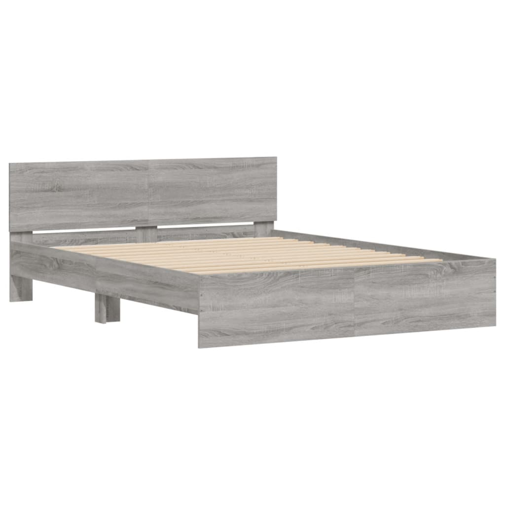 Bed frame with headboard and LED Sonoma Gray 160x200 cm